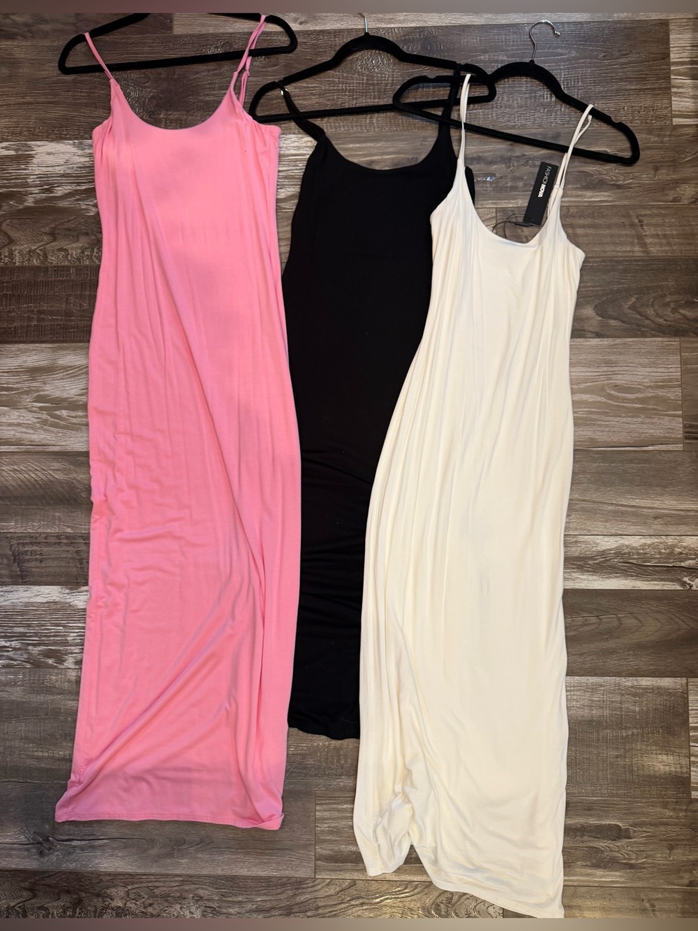 Fashion Nova 3 Maxi Dress Bundle — Pink, Black & White